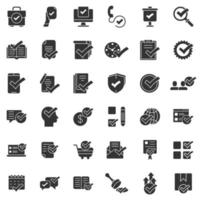 Approve icon set in flat style. Check mark vector illustration on white isolated background. Tick accepted business concept.