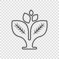 icono de hoja en estilo plano. ilustración de vector de planta sobre fondo blanco aislado. concepto de negocio de signo de flor.