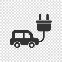 Electric car icon in flat style. Electro auto vector illustration on white isolated background. Ecology transport business concept.