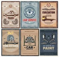 Car repair service and taxi or evacuation posters vector