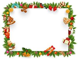 Christmas holiday frame with Xmas tree branches vector