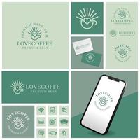 mañana café café vector logotipo profesional con conjunto de iconos