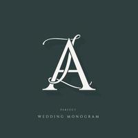 Elegant classic LA wedding monogram with cursive and serif fonts combined. Unique, luxurious, mature and elegant style logo. Perfect for a wedding. vector