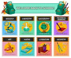 School subjects poster for back to school design vector