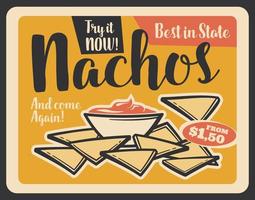 Nacho retro banner of mexican fast food restaurant vector