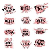 Butcher shop and meat products, vector