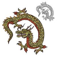 Japanese dragon tattoo design or religion mascot vector