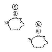Piggy bank with coin icon isolated on white background vector