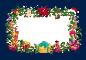 Christmas winter holiday greetings blank frame vector