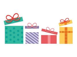 coloridas cajas de regalo abiertas con una ilustración de lazo vector