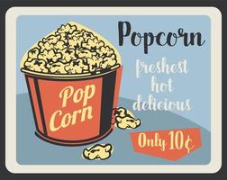 Popcorn fastfood snack retro vector poster