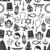 Religious symbols seamless pattern, vector