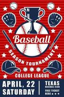 Baseball match announcement poster with trophy cup vector