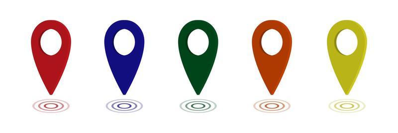 Set color mapping pin location 3d vector icons. Vector illustration isolated on transparent background