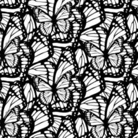 patrón de alas de mariposa dibujadas a mano artísticas sin inconvenientes, estado de ánimo primaveral de verano, elegante fondo de impresión brillante, texturas de mariposas juguetonas vector