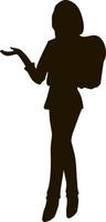 silhouette of woman with outstretched arm with backpack vector