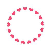 Round pastel frame with heart pattern design. Simple minimal Valentine's Day decorative element. vector