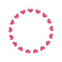 Round pastel frame with heart pattern design. Simple minimal Valentine's Day decorative element. vector