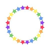 Rainbow colored stars frame. Simple minimal border template. vector