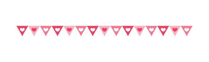 Pennant triangle flag with hearst pattern border separator. Valentines romantic pastel simple flat clipart vector illustration