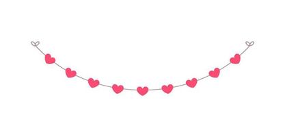 Valentine's Day pastel red hearts banner bunting vector illustration clipart