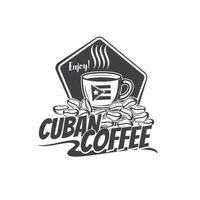 Cuban coffee icon, cafe bar menu or coffee package vector