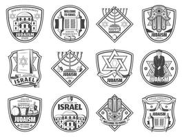 Jewish religion, Israel culture tradition symbols vector