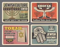 símbolos judíos del judaísmo religión y cultura vector