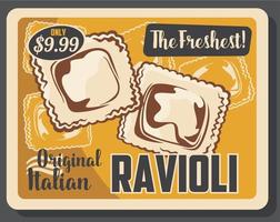 Italian ravioli pasta. Homemade macaroni food vector