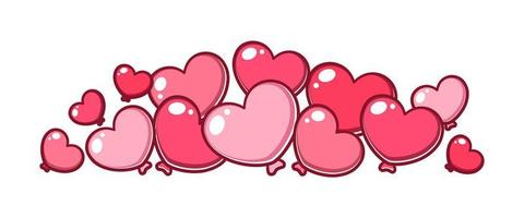 Bunch of balloons banner cartoon illustration. Valentine's day decoration element clipart. vector