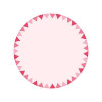 Round pastel frame with triangle pennant pattern design. Simple minimal Valentine's Day decorative element. vector