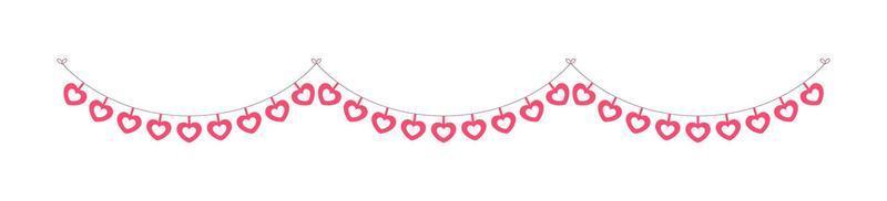 Valentine's Day red hearts banner bunting vector illustration clipart