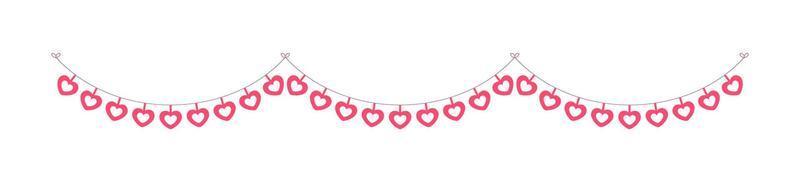 Valentine's Day red hearts banner bunting vector illustration clipart