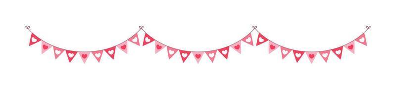 día de san valentín corazones rojos banner bunting vector ilustración clipart