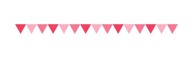 Pennant triangle flag pattern border separator. Valentines romantic pastel simple flat clipart vector illustration