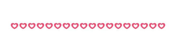 separador de borde de patrón de corazones rosas. San Valentín romántico pastel simple plano clipart vector ilustración