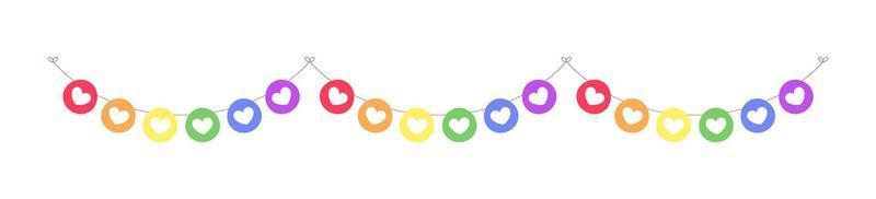 Rainbow hearts pride month garland bunting divider simple vector illustration clipart