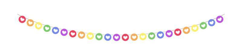 Rainbow hearts pride month garland bunting divider simple vector illustration clipart