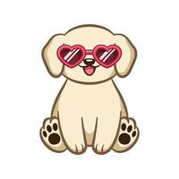 Dog wearing heart sunglasses vector illustration clipart