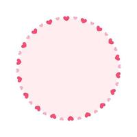 Round pastel frame with heart pattern design. Simple minimal Valentine's Day decorative element. vector