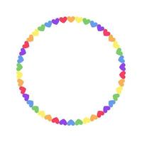 Rainbow heart pattern frame. Simple minimal border template. vector