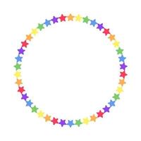 Rainbow colored stars frame. Simple minimal border template. vector