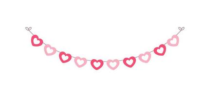 Valentine's Day pastel red hearts banner bunting vector illustration clipart