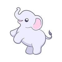 Cute baby elephant cartoon illustration. Animal mammal with big ears and trunk clipart for kids. vector