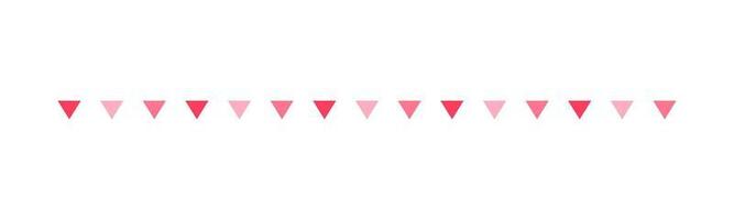Pennant triangle flag pattern border separator. Valentines romantic pastel simple flat clipart vector illustration