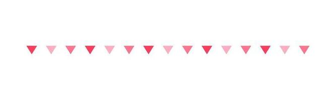 Pennant triangle flag pattern border separator. Valentines romantic pastel simple flat clipart vector illustration