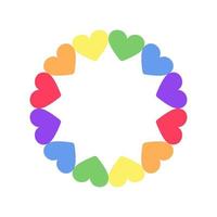 Rainbow heart pattern frame. Simple minimal border template. vector