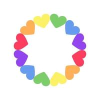 Rainbow heart pattern frame. Simple minimal border template. vector