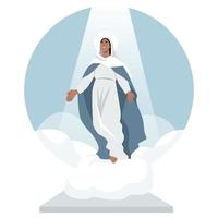 Feast of the Assumption of the Blessed Virgin Mary illustration. Assumption of Mary icon. Blessed Virgin Mary in heaven illustration. Assumption of Mary Poster, August 15. Important day vector