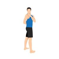 Man doing Standing Spinal Twist Pose l. Practice Katichakrasana l. Flat vector illustration isolated on white background